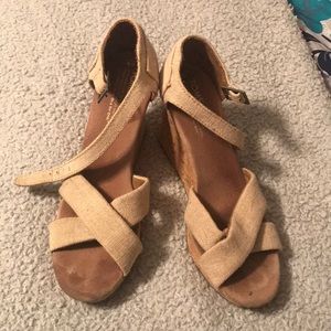 TOMS beige wedges